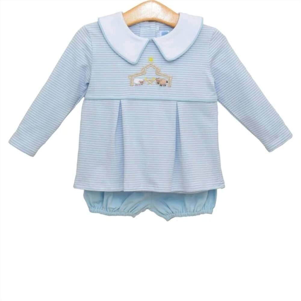 NEW TROTTER STREET KIDS boy's nativity bloomer set in blue